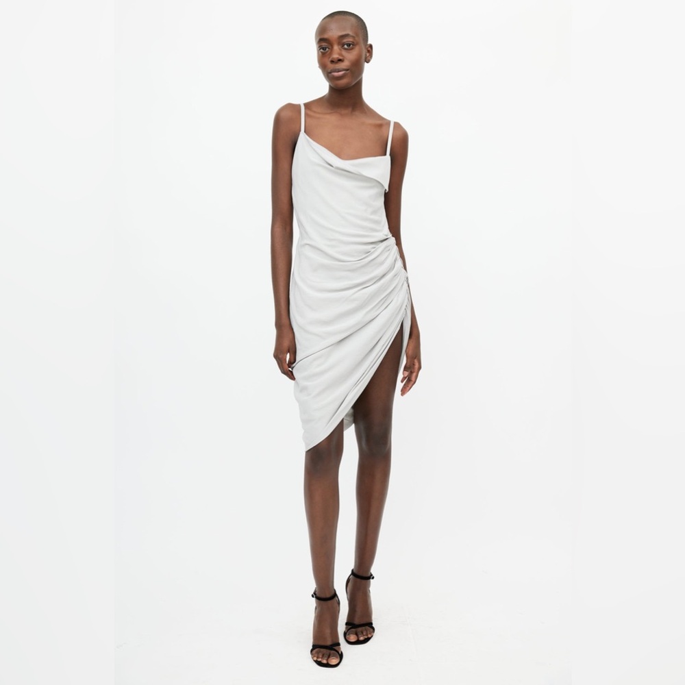 Jacquemus SS 2022 Grey Le Splash Gathered Backless Dress